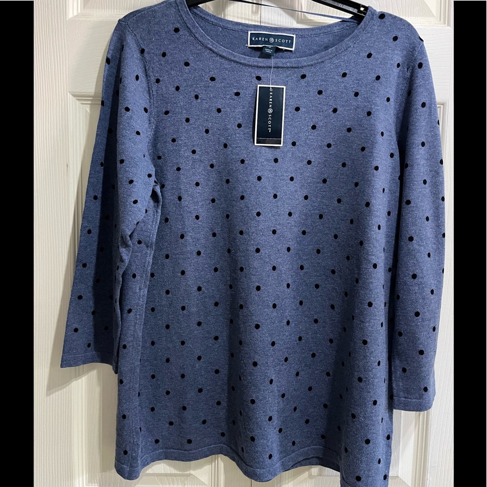 Karen Scott Blue Sweater in Medium Size